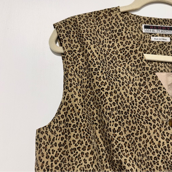 Vintage Glory Anne Pinkerton Cheetah Print Silk Beige Vest Women’s Size Large - Picture 3 of 16